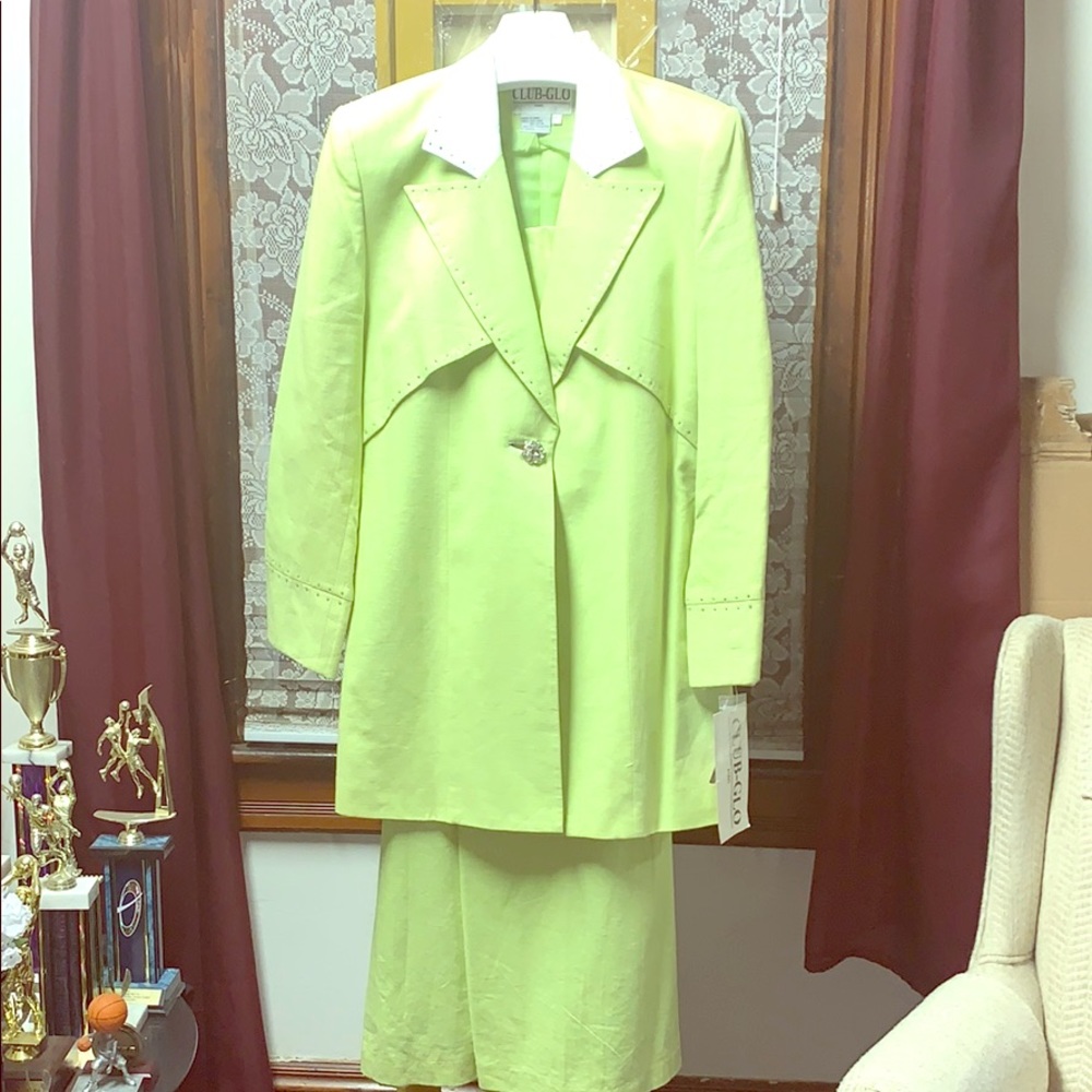 Lime Green 2 Piece Long Skirt Set